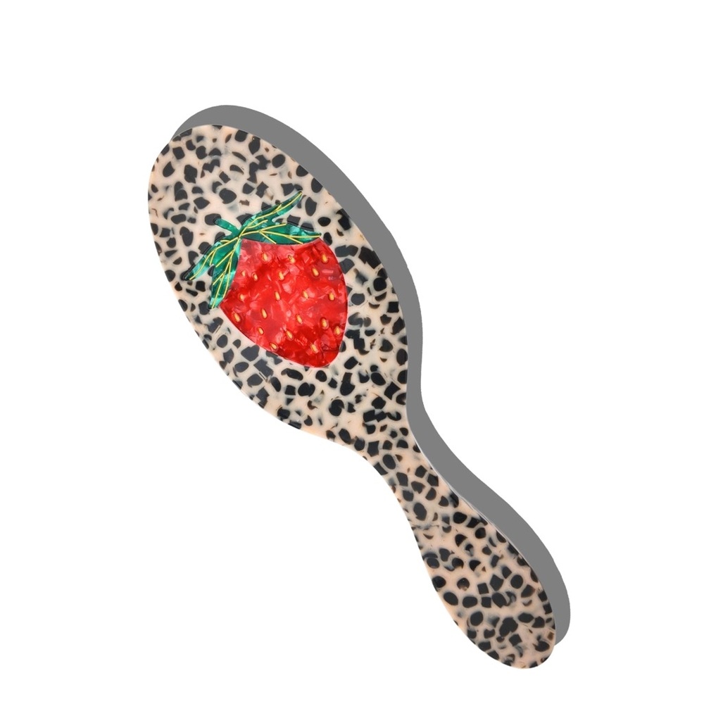 Anthropologie Solar Eclipse Handpainted Acetate
Hair Brush in Strawberry NEW